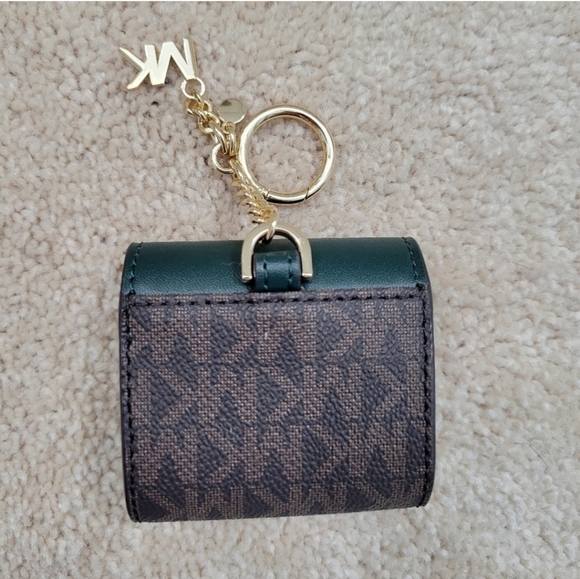 MK MICHAEL KORS Logo Clip Case For Apple AirPods Dark Green Brown - Picture 3 of 8